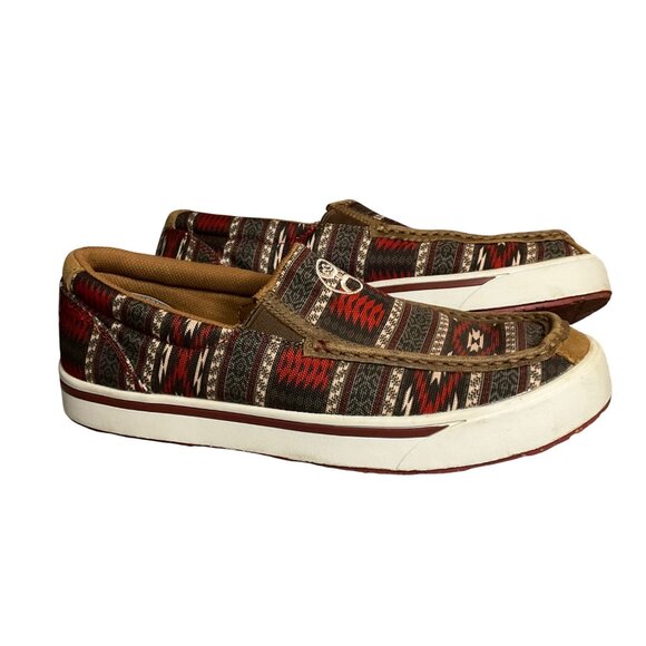 Twisted X men’s Red Brown Aztec Print Casual Slip-On Shoes Size 9.5 boho hippie - Picture 1 of 12